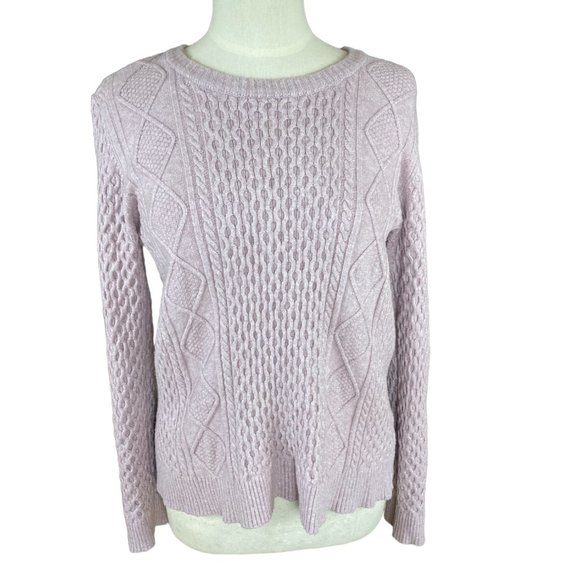 Cyrus Evolution Cable Knit Fisherman Sweater Purple Cottagecore Classic Coast-L - Picture 3 of 13